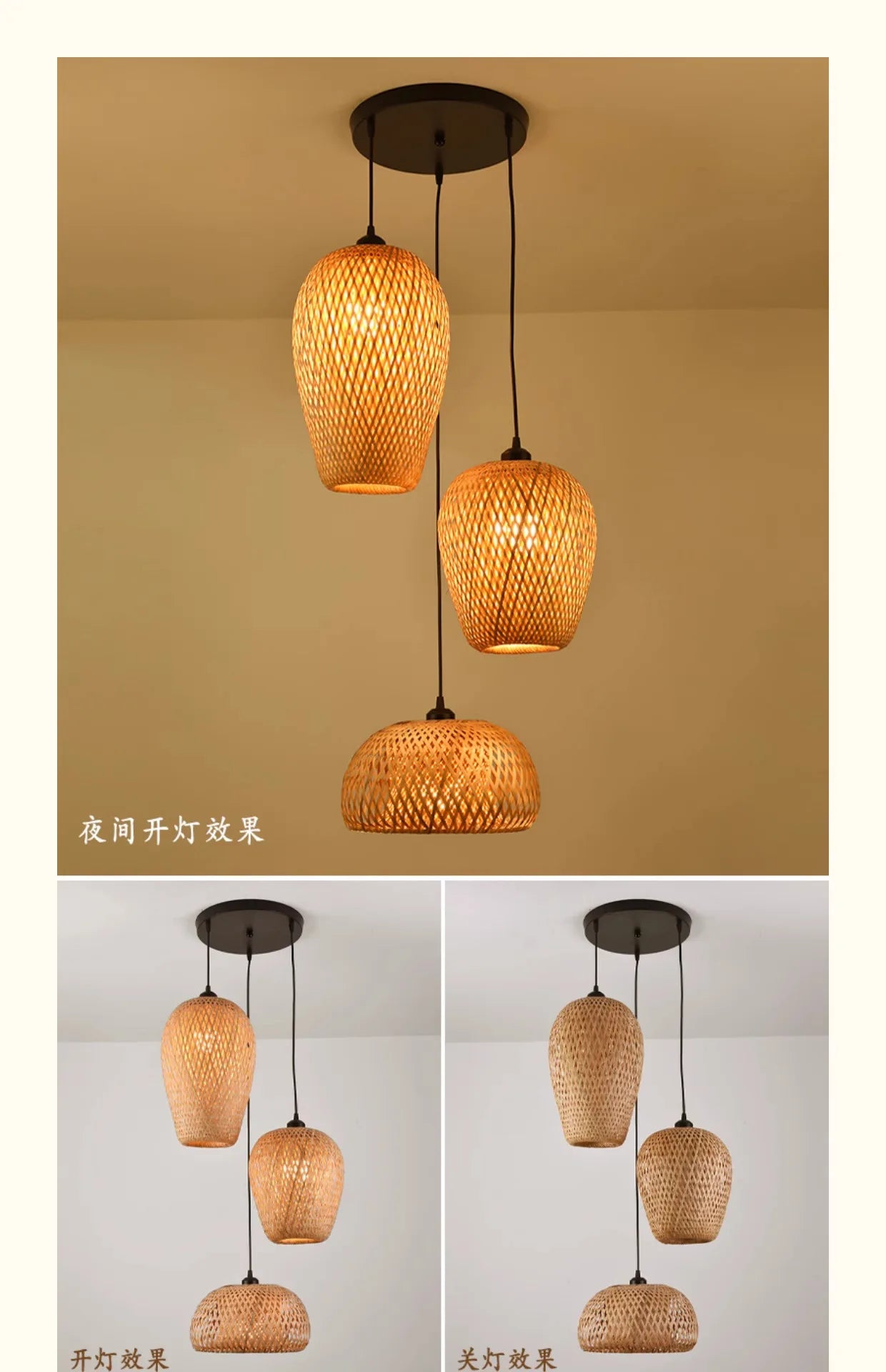2026 Newest Bamboo Pendant Lamps Ceiling Lights Rattan Wicker Lustre Hand Knit Braiding Suspended Home Dining Braided Decor Hot