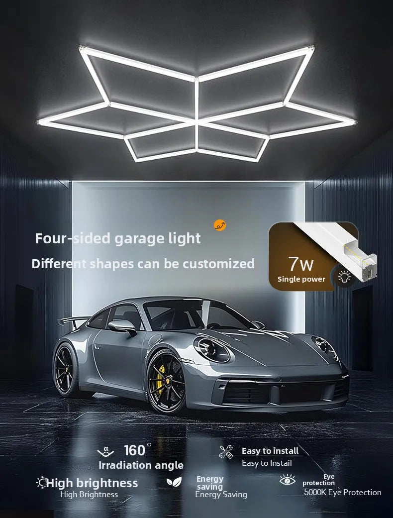 LED Garage Light Diamond Honeycomb Light Car Wash Shop Film Ceiling Car Beauty Workstation Light 126W 6500K