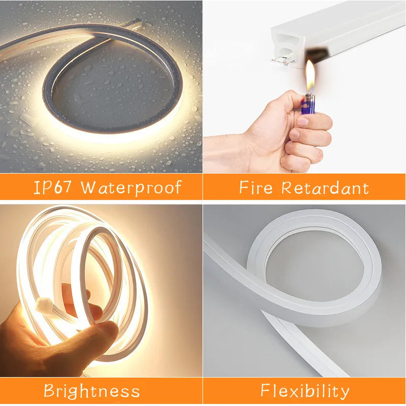 1-10M LED Neon Rope Tube Recessed Silicone Diffuser Channel For WS2811 RGB Indoor Decor Outdoor Waterproof Flexible Strip Light