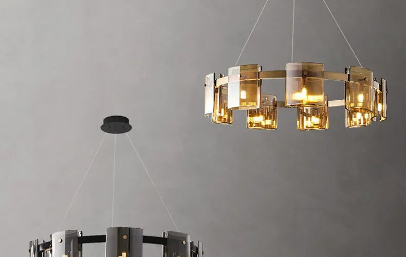 2026 Pendant Light For Bedroom Living Room Kitchen Dining Table Bar Home Decor Modern LED Glass Tile Suspension Lamp Smoke Gray