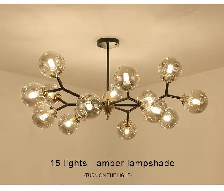 LED Glass Ball Chandelier Pendant Light for Indoor Decorative Lighting - Living Room Bedroom Dining Room
