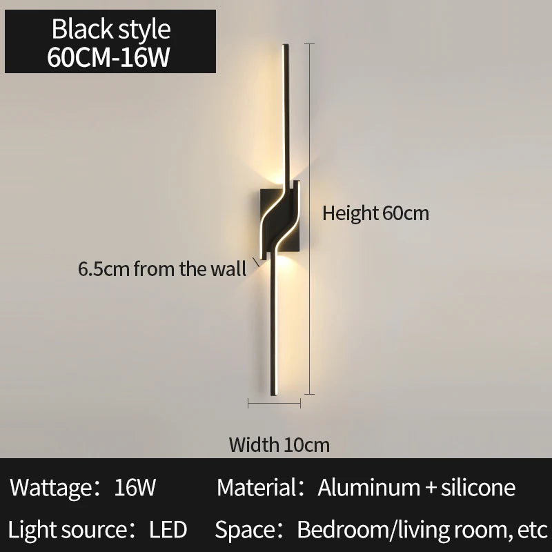 Modern LED Wall Light Minimalist Vertical Light Fixture Sleek Black Sconce For Living Room Bedroom Hallway Indoor Lighting Decor