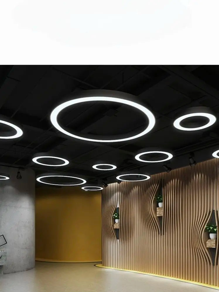 Modern minimalist geometric pendant lights, for dining room, gymnasium, LED hollow pendant lights, supermarket circular lights