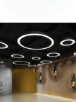 Modern minimalist geometric pendant lights, for dining room, gymnasium, LED hollow pendant lights, supermarket circular lights