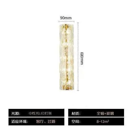 Nordic Cylindrical All Copper LED Wall Lamps Ripple Glass Lampshade Living Room Bedroom Restaurant Corridor Sconces Light
