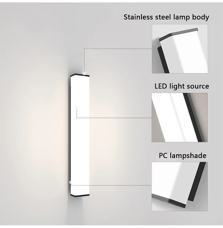 Stainless steel outdoor wall lamp outdoor wall lamp outdoor Led outdoor lighting long wall lamp waterproof IP65 outdoor garden l