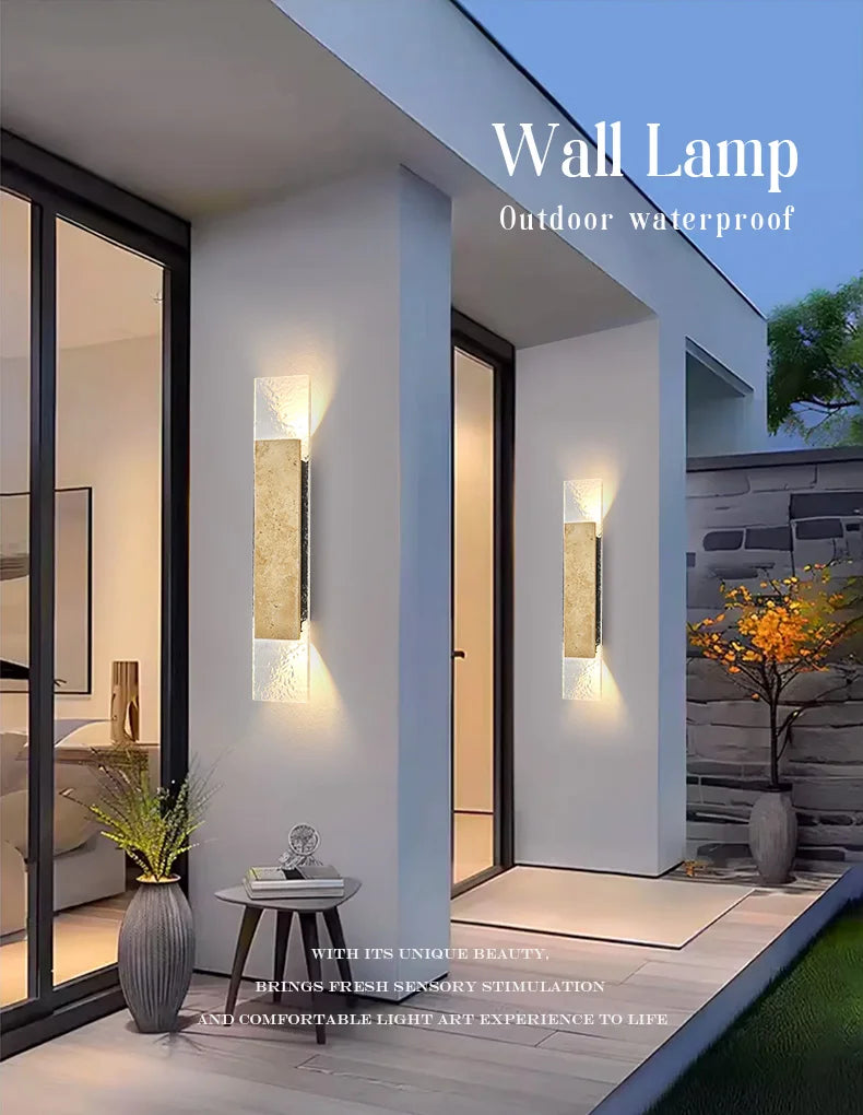 Outdoor Waterproof Wall Lamps Strip Natural stone Wall Lights 18W LED  Porch Wall Sconces  Bedroom Exterior Lighting Fixtures