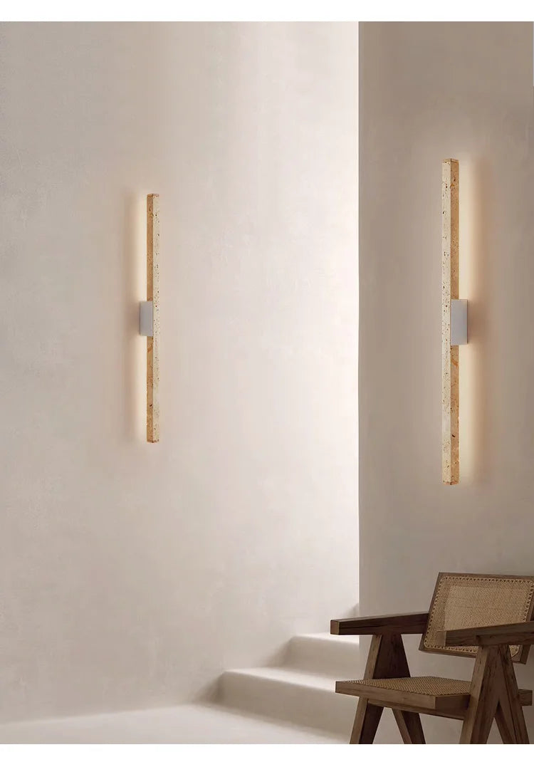 Long Strip Natural Stone Wall Lamp modern Bedroom Living Room Decoration Corridor Wall Sconce Yellow Travertine Lighting Fixture