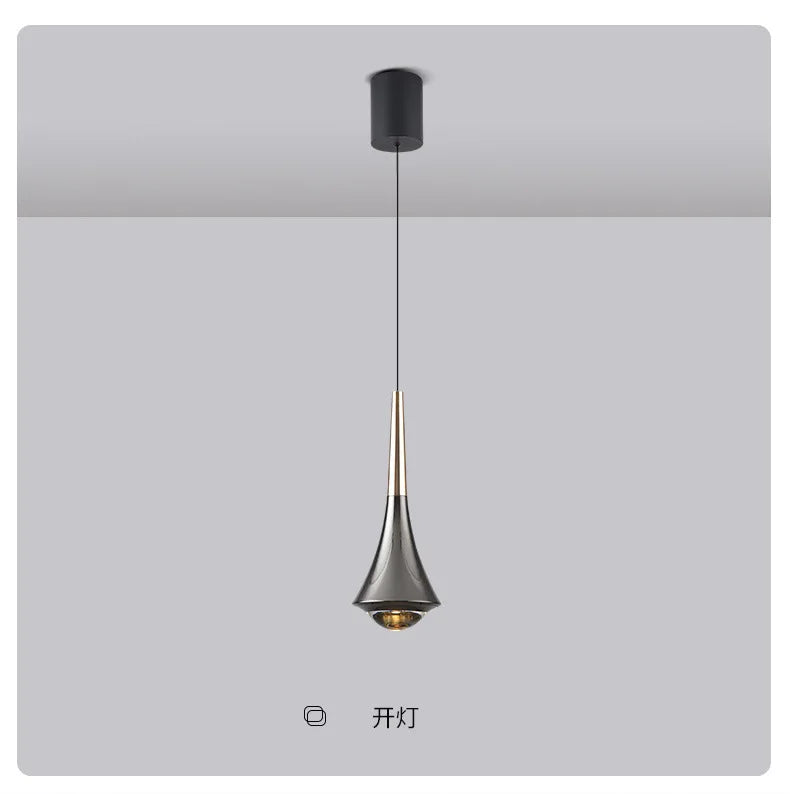 Bedroom Bedside Pendent Lamp Nordic Modern Living Room Study Decoration Simple Creative Light Luxury Bar Glass LED Chandelier