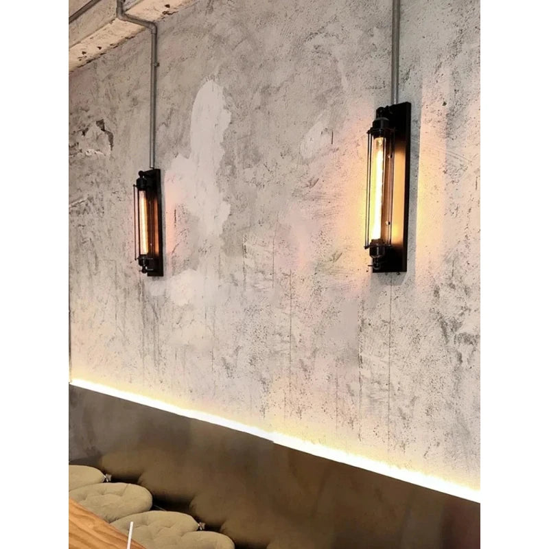 American Flute Wall Lamp Unique LOFT Restaurant Bar Grill Hallway Iron Wall Light Rustic Industrial Decor Edison Bulb Fixture