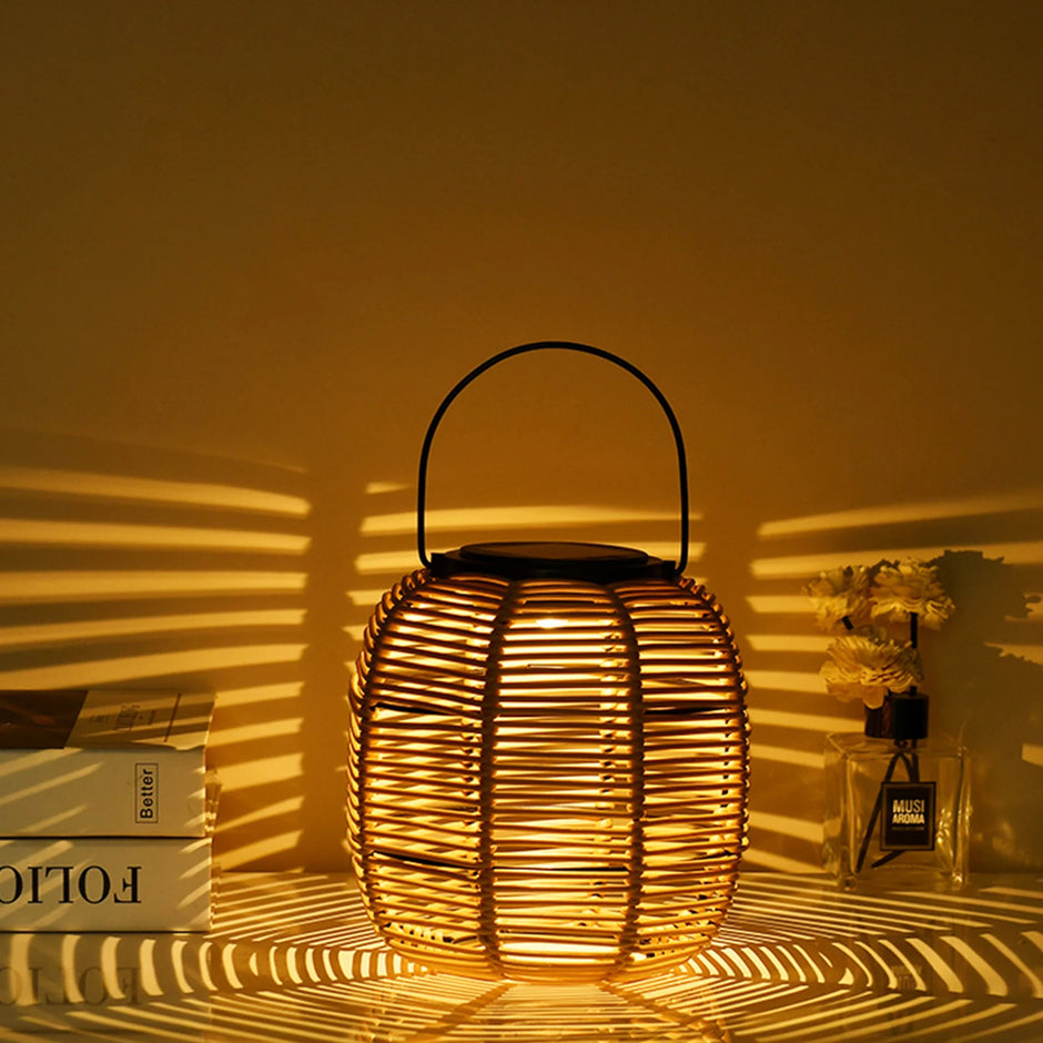 Solar Garden Light Ornaments 600mAh Imitation Rattan Lawn Projection Light Decor