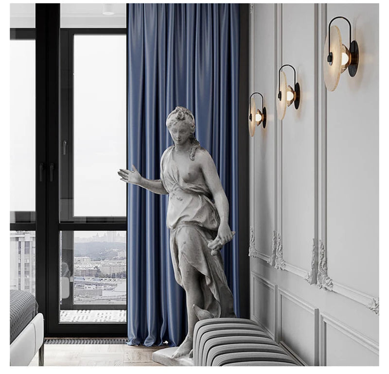 Modern LED Marble Wall Sconce Light Fixture Alabaster Lamp Living Room Bedroom Bedside Home Art Decoration Stone Decor Indoor