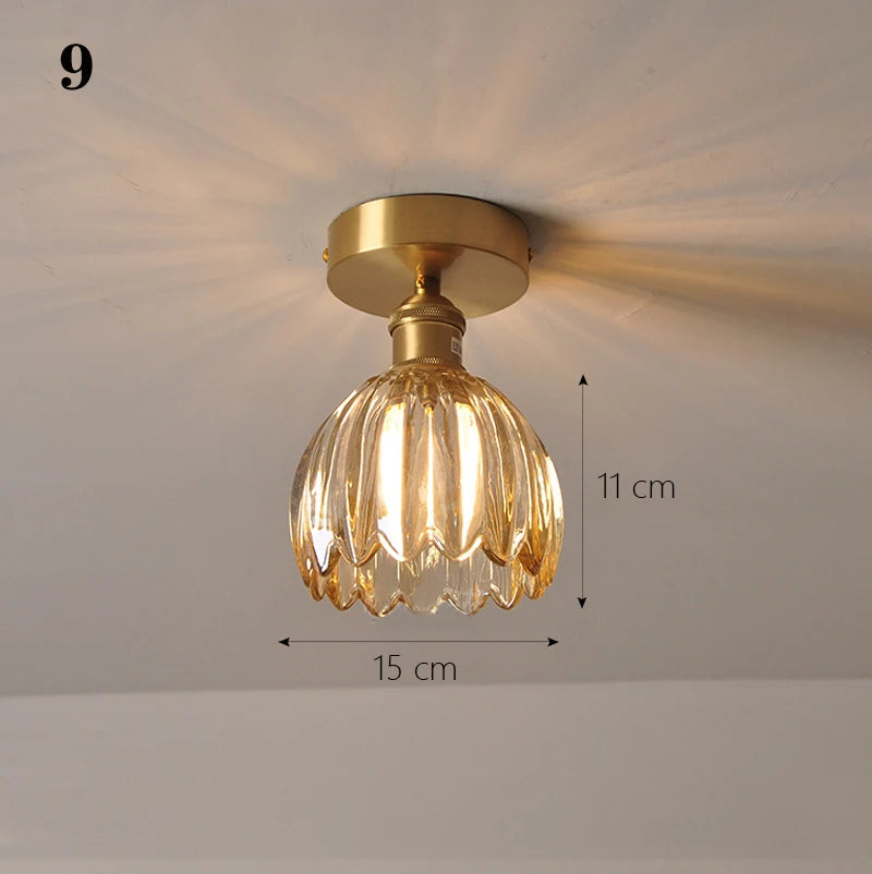 Modern Pendant Ceiling Lamp with Glass Shade for Kitchen Aisle Balcony Bedroom Home Art Deco Led Ceiling Lights Fixtures E27