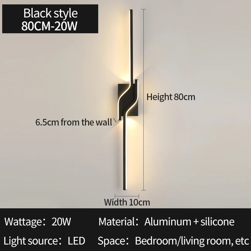 Modern LED Wall Light Minimalist Vertical Light Fixture Sleek Black Sconce For Living Room Bedroom Hallway Indoor Lighting Decor