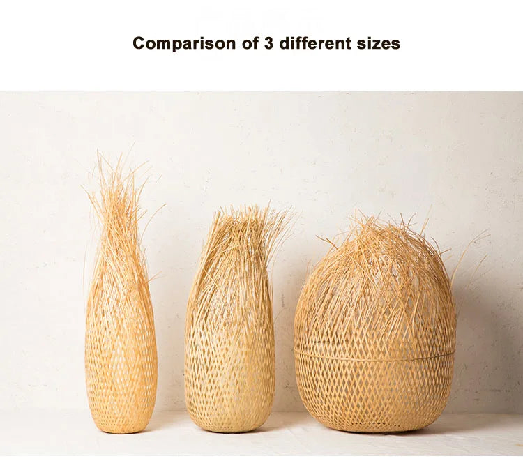 Southeast Asian Individuality Hand Woven Bamboo Chandelier Chinese Lamps Tea Room Restaurant Hotel Artistic Modeling Lampshade