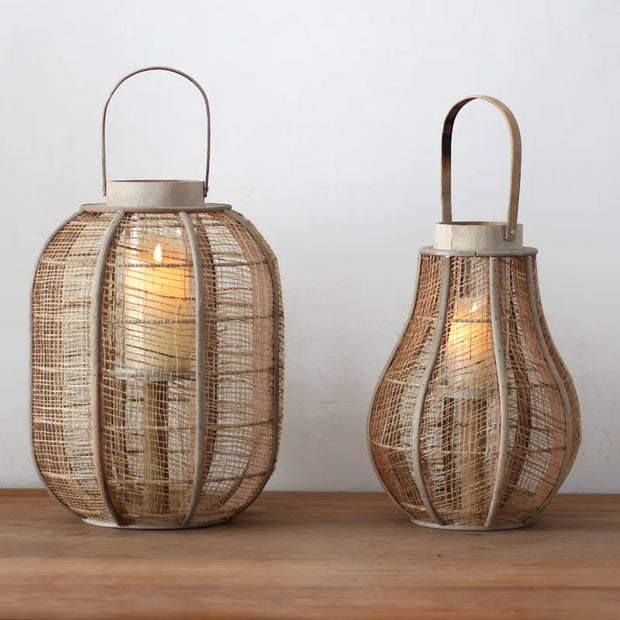 Vintage Linen Lantern Floor Lamp Wabi Sabi Wooden Portable Table Light for Living Room Bedroom Zen Interior Atmoshere Luminaires