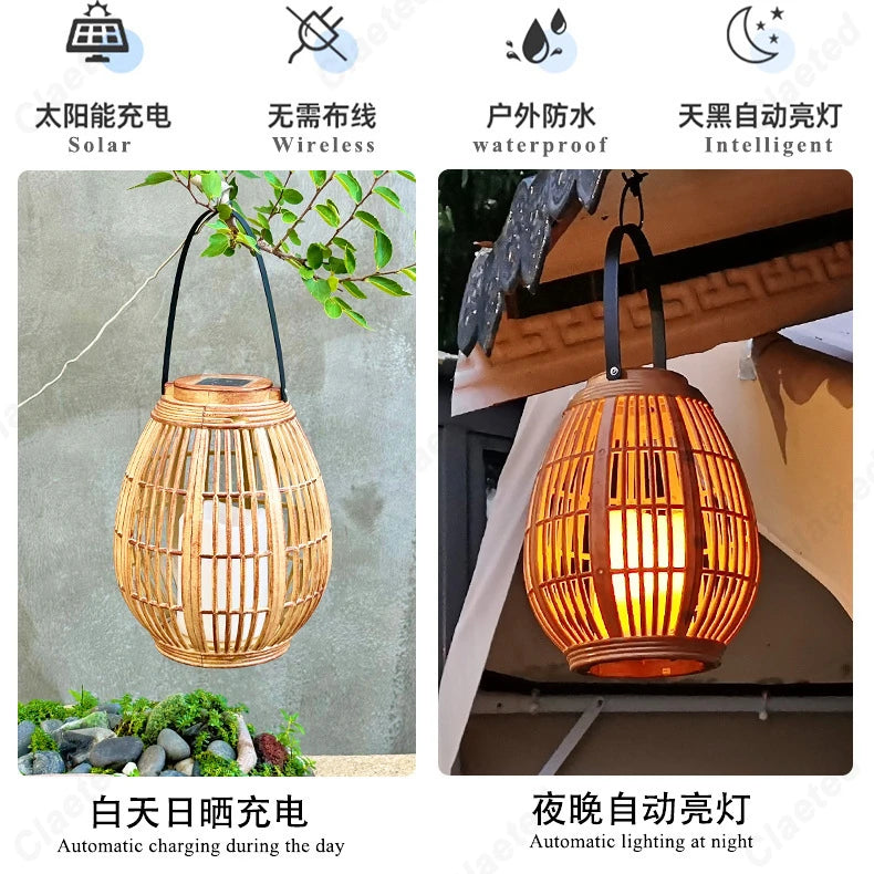 Creative New LED Solar Plastic Lantern Outdoor Waterproof Courtyard Villa Garden Decoration Atmosphere Lighting Fixtures