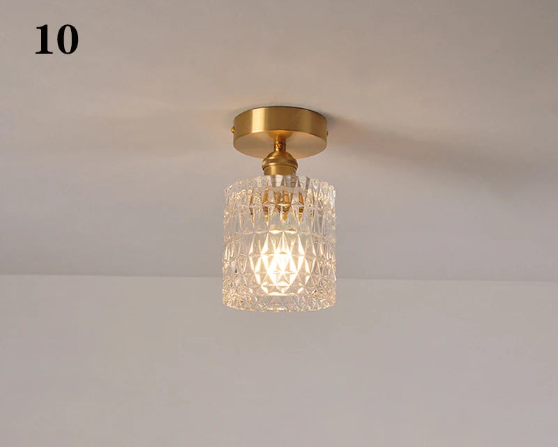 Modern Pendant Ceiling Lamp with Glass Shade for Kitchen Aisle Balcony Bedroom Home Art Deco Led Ceiling Lights Fixtures E27