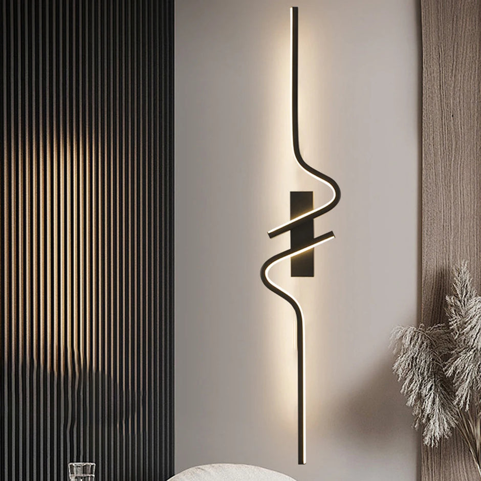 Modern Black Wall Sconce, 27W 6500K Led Iron Wall Light with Artistic Design, Perfect for Corridor, Staircase, Balcony