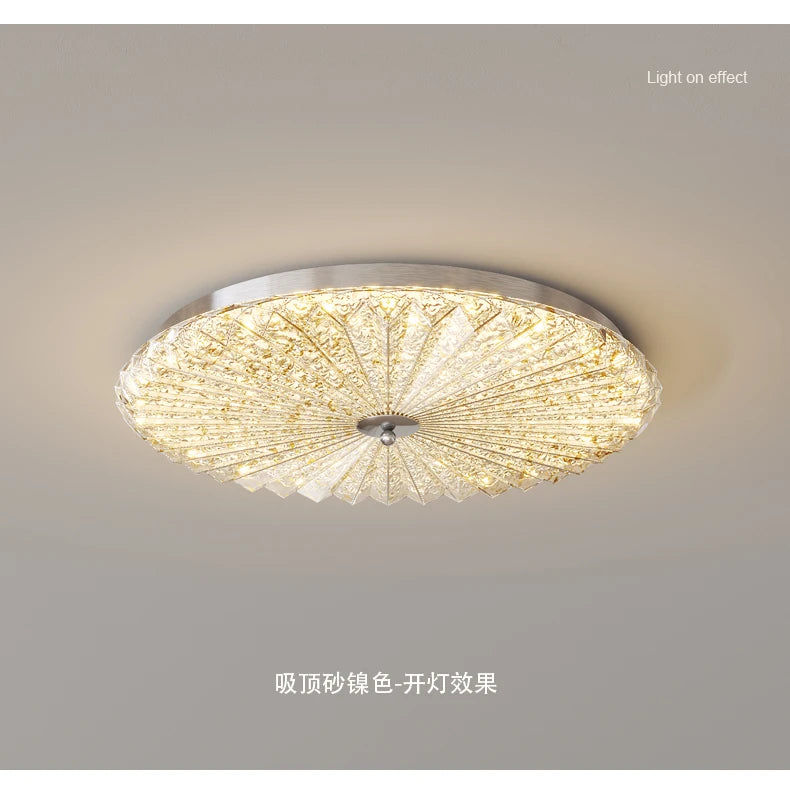 French Mid-Century Style Ceiling Lights Parlor Simple Retro Luxury Gold Resin Pleated Master Bedroom Room Decoration LED Fixture