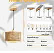 Wicker Rattan Pendant Lamp Teahouse Homestays Decorative Pastoral Retro Pendant Light Kitchen Corridor Bedroom Dining Chandelier