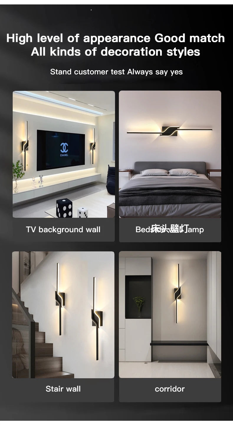 Modern LED Wall Light Minimalist Vertical Light Fixture Sleek Black Sconce For Living Room Bedroom Hallway Indoor Lighting Decor