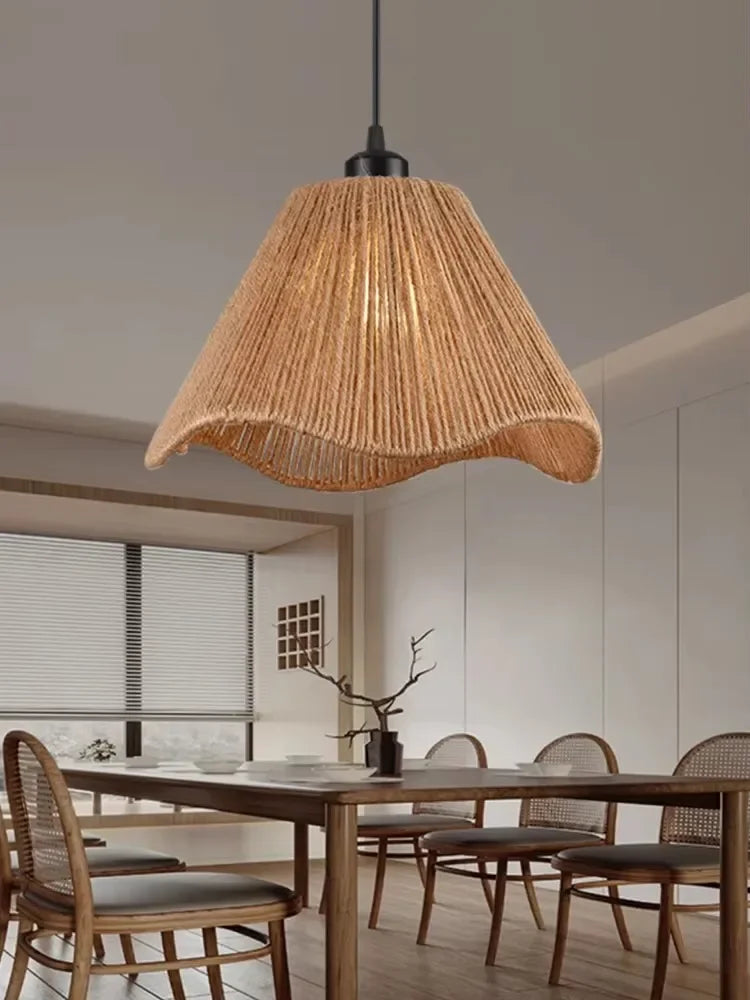Handmade Woven Restaurant Pendant Light Hemp Rope Lights Bedroom Lamp Restaurant Japanese Style Room Decoration Pendant Lighting