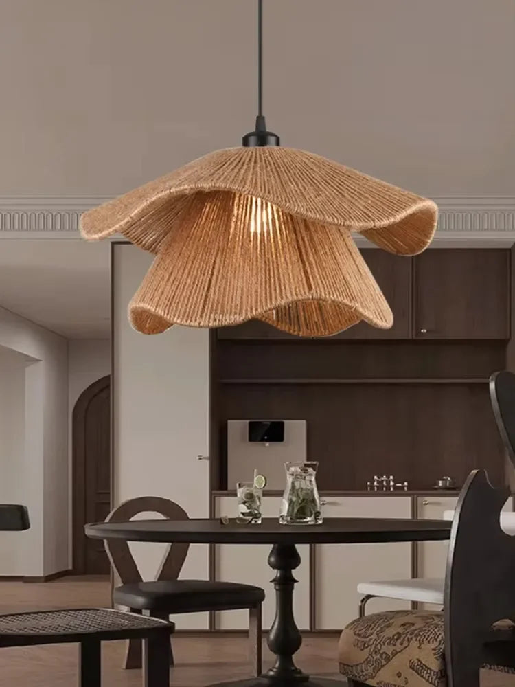 Handmade Woven Restaurant Pendant Light Hemp Rope Lights Bedroom Lamp Restaurant Japanese Style Room Decoration Pendant Lighting