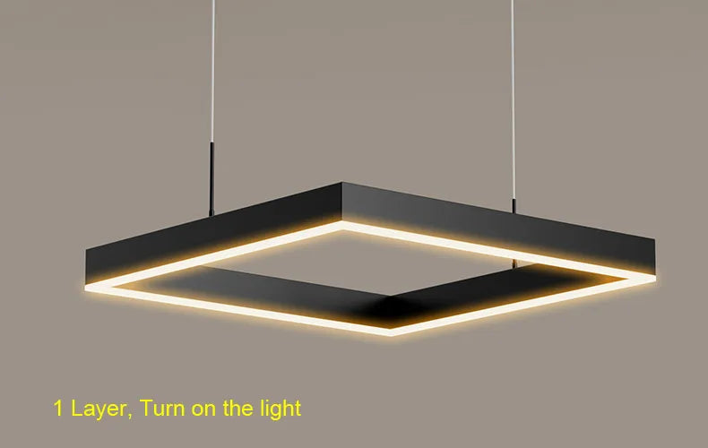 2026 LED Square Pendant Light For Dining Room Bedroom Living Room Home Loft Decor Modern Black Aluminum Hanging Lamp