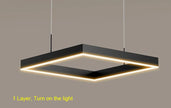 2026 LED Square Pendant Light For Dining Room Bedroom Living Room Home Loft Decor Modern Black Aluminum Hanging Lamp