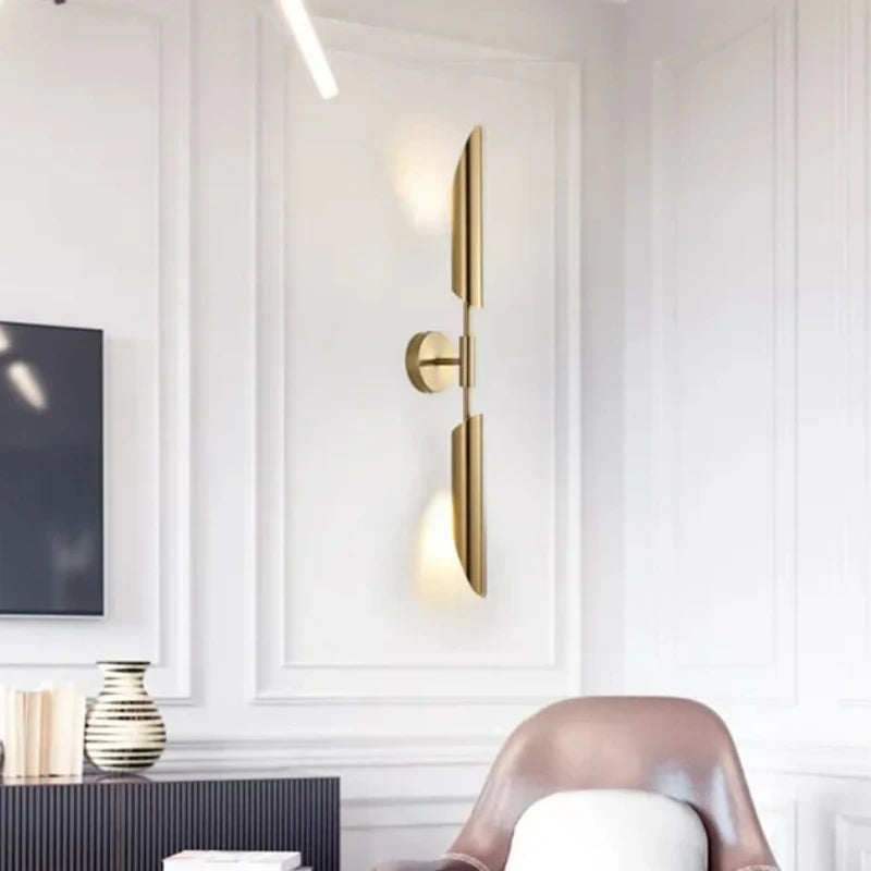 Moderm Luxury Single Double Head Wall Lamp Golden Lnclined Tube Wall Light Mirror Light Stair Living Room Bedroom Deco Luminaire