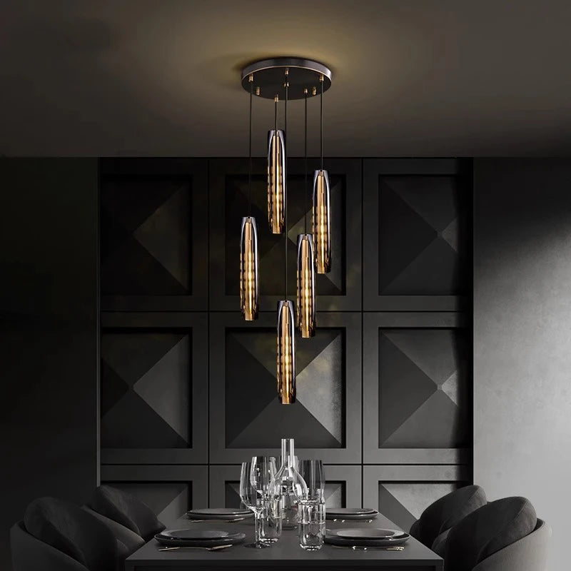 Nordic Minimal LED Pendant Lights Tubes Shaped Chandeliers Home Decor Dinning Living Rooms Villa Island Counter Lighting Fixture