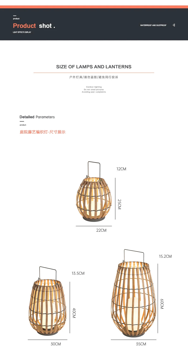 Solar Lights LED Floor Lamp Outdoor Waterproof Solar Energy Imitation Rattan Ambient Lamp Villa Gate Garden Courtyard lighting
