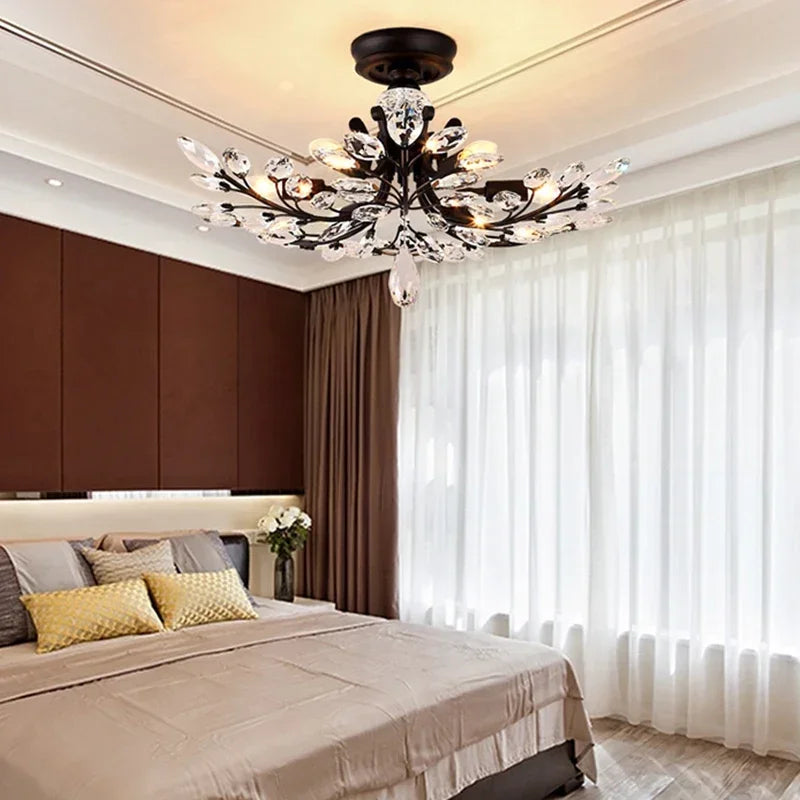 VIOLET Modern Crystal Ceiling Light American Country LED Creativity Living Room Dining Room Bedroom Coffee shop clothing store