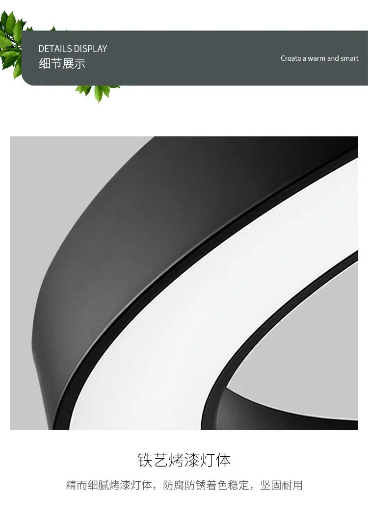 LED round Ring Chandelier Industrial Style for Office Shop Lobby Circle Engineering Lighting Fixture