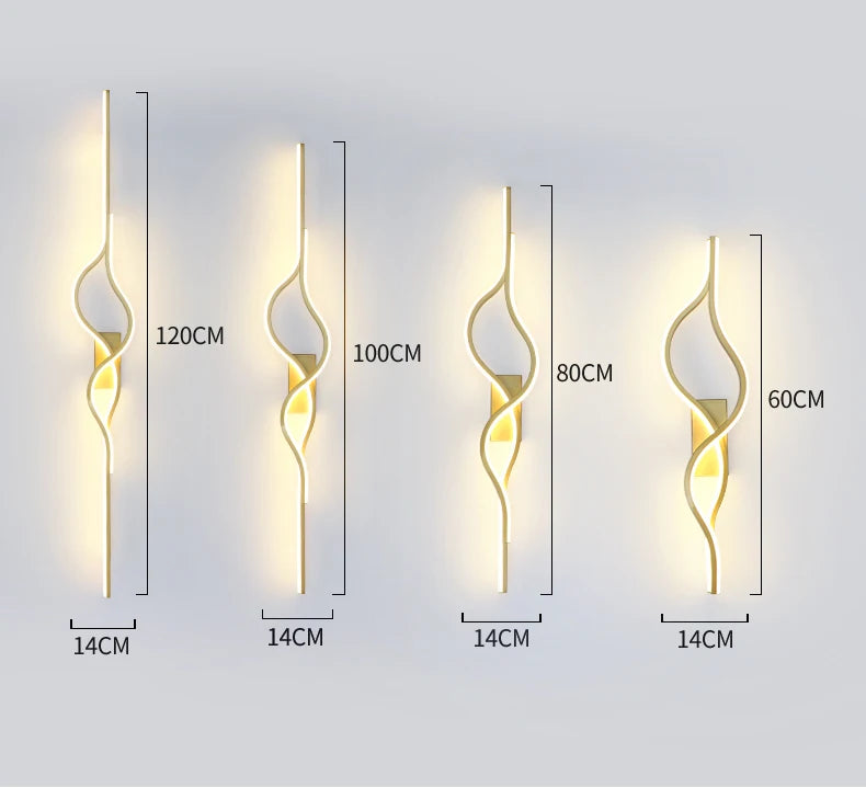 Modern Living Room Long Wall Lights with Anlter Design Gold Black TV Background Decorative Wall Lamp for Bedroom Remote Control