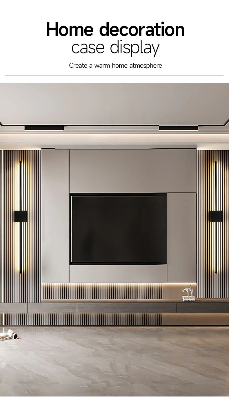 Modern LED Wall Lamp Minimalist Led Light Bedroom Bedside Long Strip Wall Sconces Living Room Sofa Home Indoor Lighting Fixture