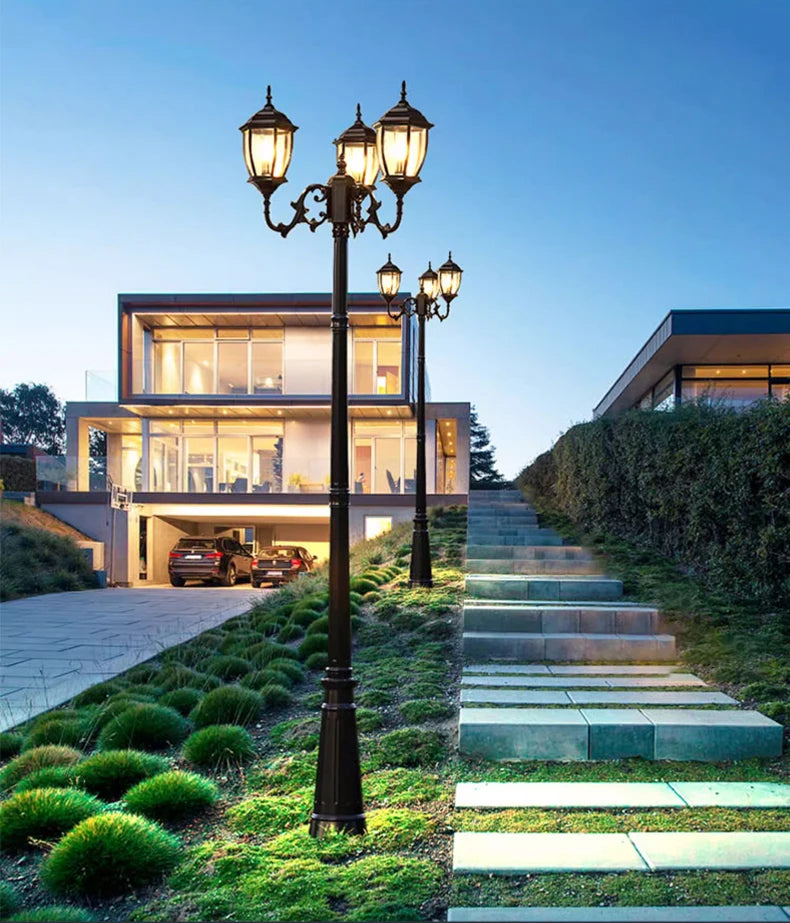 Waterproof high LED retro outdoor landscape courtyard 3m European style outdoor lawn lamp villa household garden street lighting
