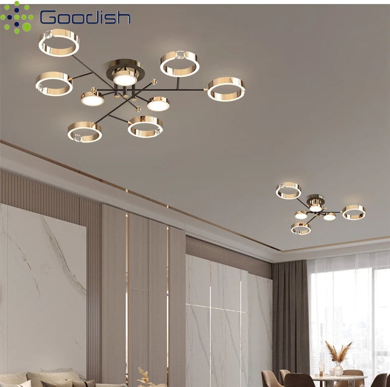 Modern Luxury Nordic Style Aluminum Circle Shaped LED Pendant Light Art Creative Lamp for Living Room Home Decoration Chandelier