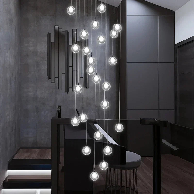 Nordic luxury White Magic bean Design glass LED Chandelier Lighting lustre Hardware Ceiling Duplex staircase Attic luminaire
