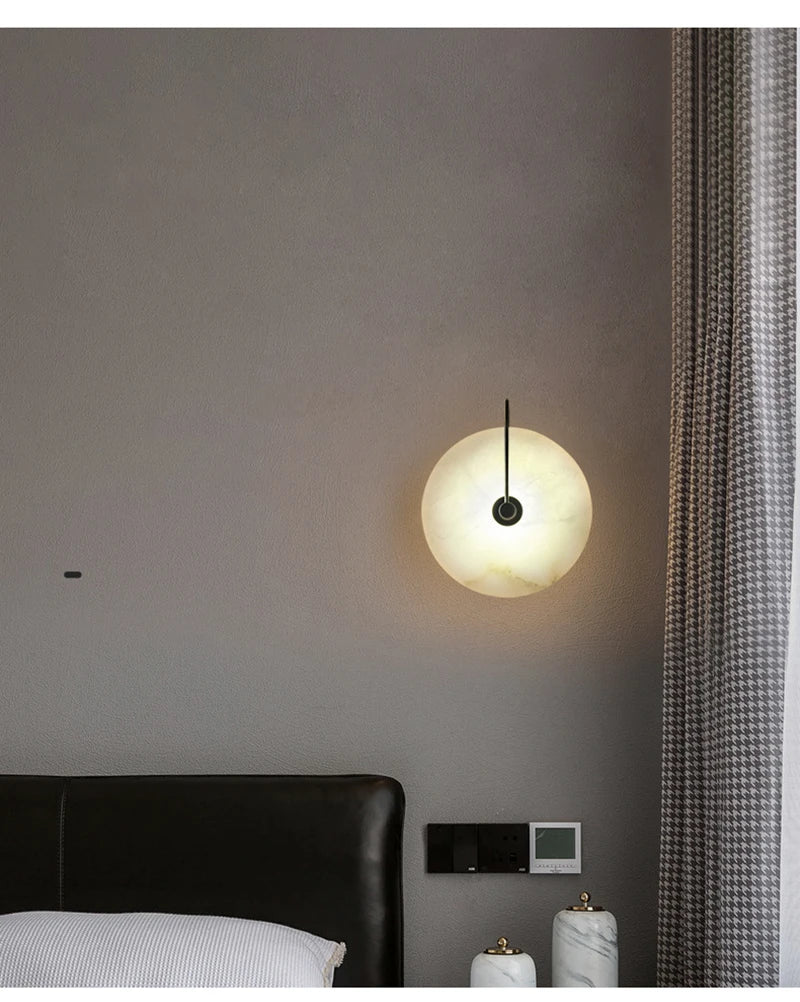 Modern LED Marble Wall Sconce Light Fixture Alabaster Lamp Living Room Bedroom Bedside Home Art Decoration Stone Decor Indoor