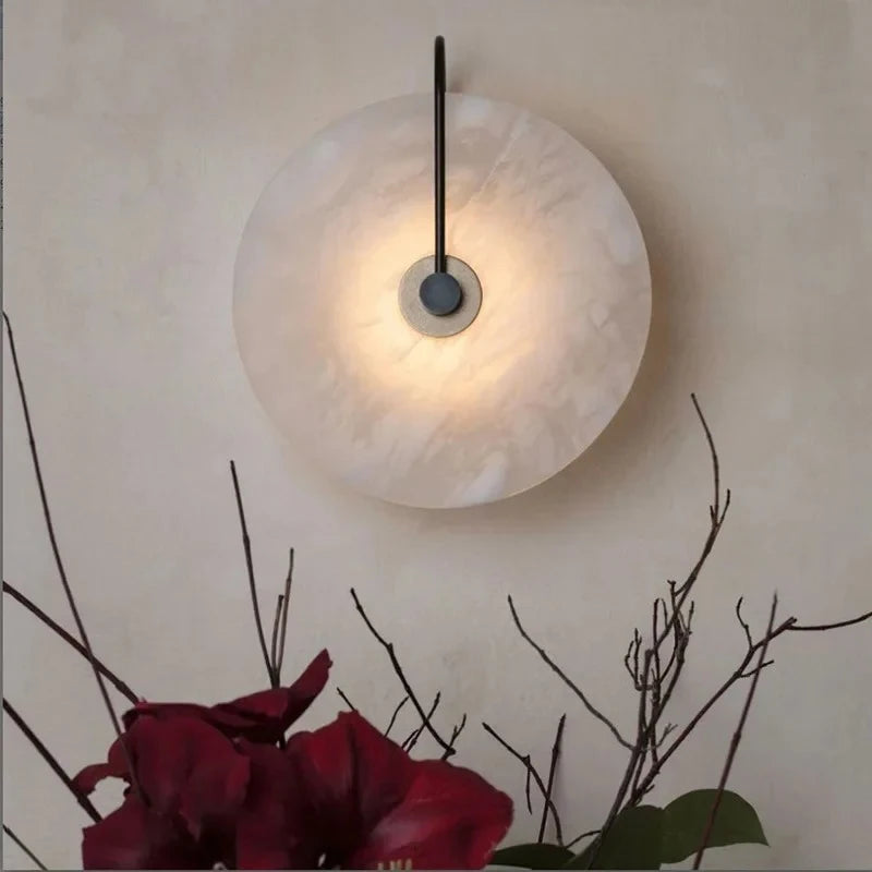 Modern LED Marble Wall Sconce Light Fixture Alabaster Lamp Living Room Bedroom Bedside Home Art Decoration Stone Decor Indoor