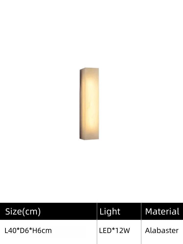 Nordic Hotel Bedroom Corridor Alabaster White Lampshade Strip Natural Marble Stone Wall Sconces Lights Indoor Copper Wall Lamps