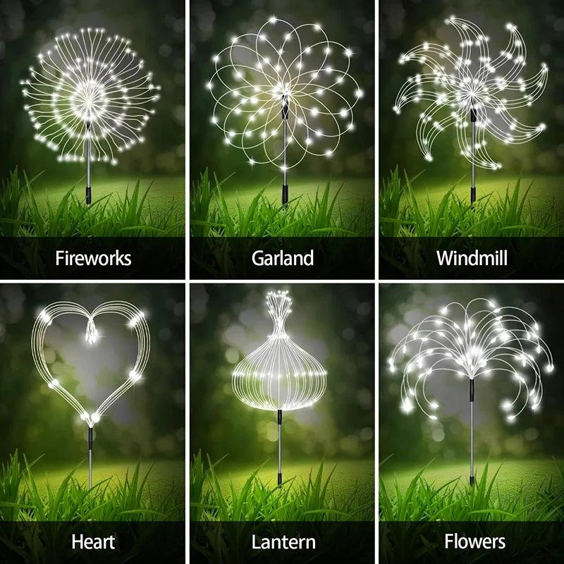 420LED Solar Firework Ground Socket Lights Waterproof Garden Decor Dandelion Fairy Lights for Outdoor Yard Pathway Lawn Patio