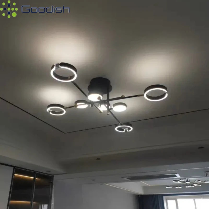 Modern Luxury Nordic Style Aluminum Circle Shaped LED Pendant Light Art Creative Lamp for Living Room Home Decoration Chandelier