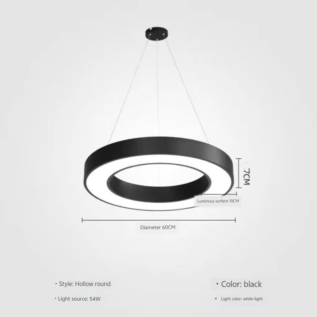 Modern minimalist geometric pendant lights, for dining room, gymnasium, LED hollow pendant lights, supermarket circular lights