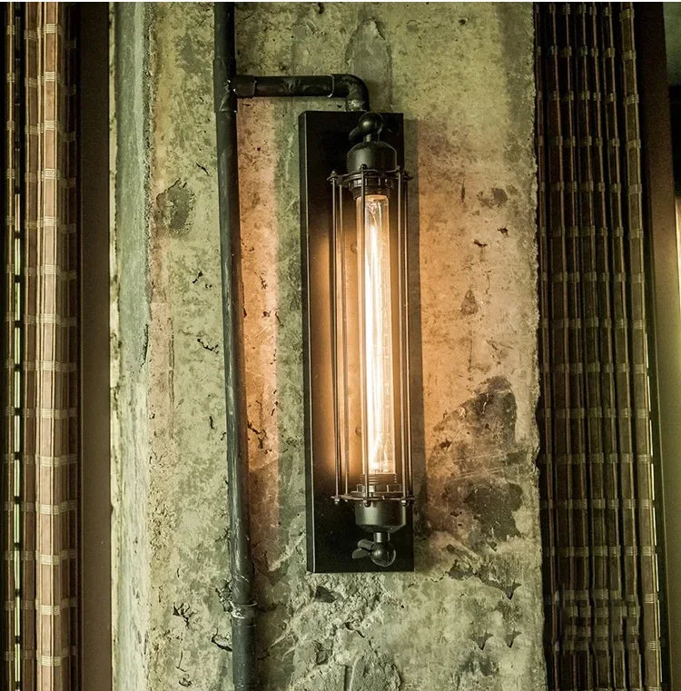 American Flute Wall Lamp Unique LOFT Restaurant Bar Grill Hallway Iron Wall Light Rustic Industrial Decor Edison Bulb Fixture