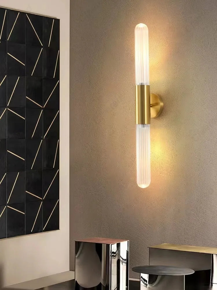 European-style New LED Glass Wall Lamp Living Room Corridor Stairs Study Bedroom Bedside Decorative Lighting