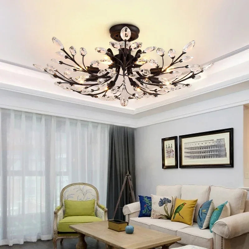 VIOLET Modern Crystal Ceiling Light American Country LED Creativity Living Room Dining Room Bedroom Coffee shop clothing store