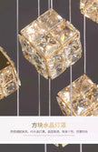 Stair chandelier long chandelier Rubik's cube creative personality light crystal lamp duplex villa loft apartment